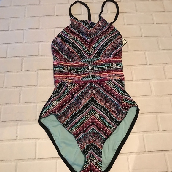 𝅺MOSSIMO multicolor strappy 1-piece Swimsuit - Picture 5 of 8